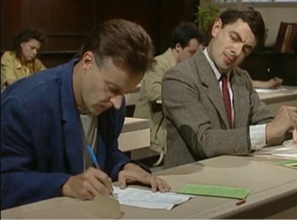 mr bean cheats on exam