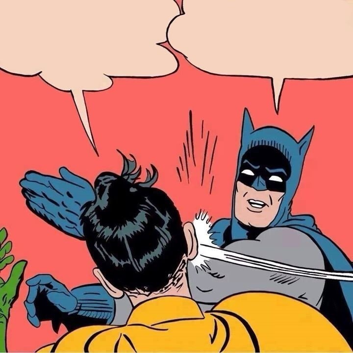 Batman slapping Robin