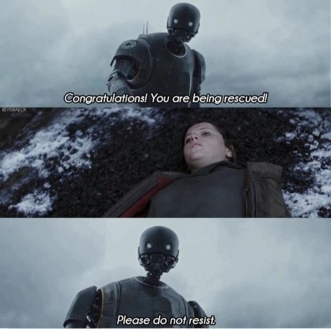 Congratulations you are being rescued please do not resist